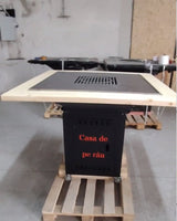 FirePit, Gratar cu plita 75x 75 cm din otel, 10 mm, pentru gradina sau terasa  + blat de lemn