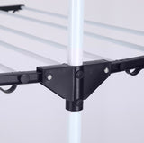 Uscator de rufe metalic, pliabil, cu suport de umerase pentru haine, raft pentru incaltaminte, 3 etaje, 170x 64 cm