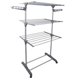 Uscator de rufe metalic, pliabil, cu suport de umerase pentru haine, raft pentru incaltaminte, 3 etaje, 170x 64 cm