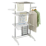 Uscator de rufe metalic, pliabil, cu suport de umerase pentru haine, 3 etaje, 136x62x139