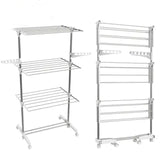 Uscator de rufe metalic, pliabil, cu suport de umerase pentru haine, 3 etaje, 136x62x139