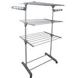 Uscator de rufe metalic, pliabil, cu suport de umerase pentru haine, raft pentru incaltaminte, 3 etaje, 170x 64 cm - BUZ.RO