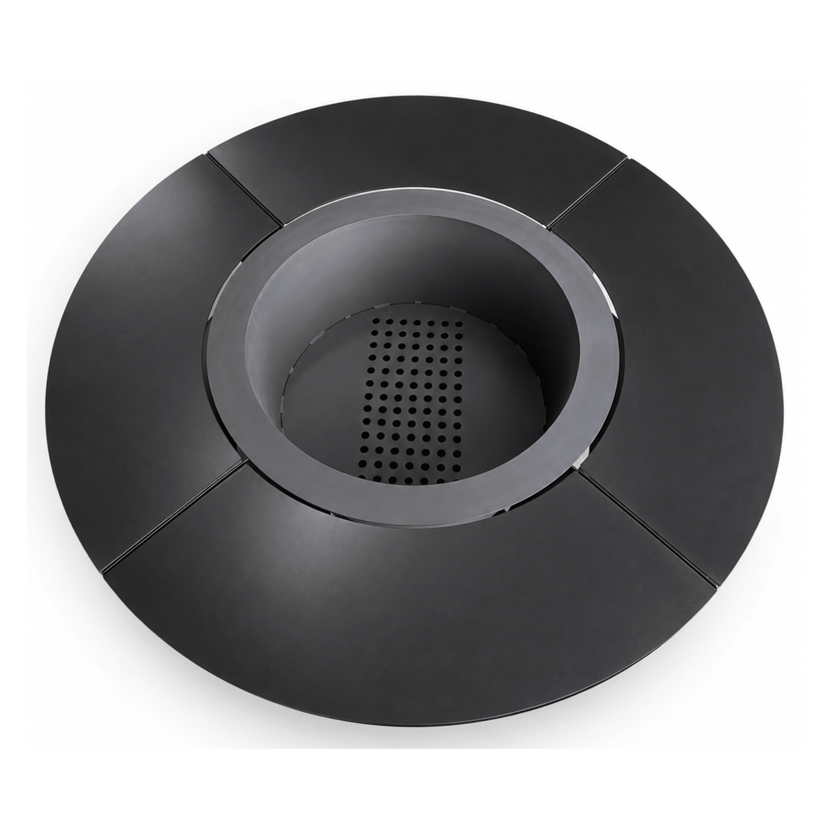 Vatra de Foc pentru Gradina Fire Pit cu Masa Rotunda Metalica si Suport pentru Lemne - BUZ.RO