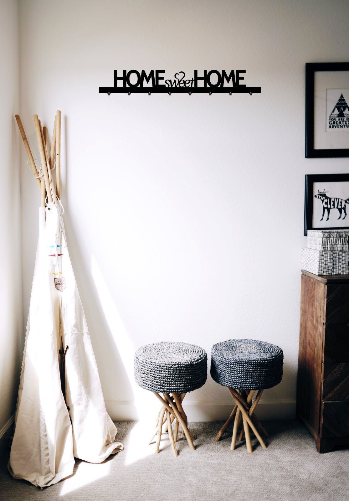 Cuier hol/baie/sufragerie , de Perete Metalic Negru Tip home sweet home– Modern
